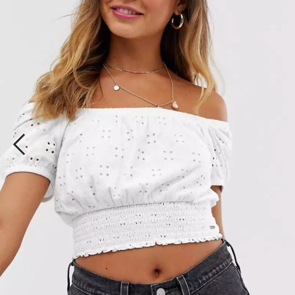 Hollister Bardot Off the Shoulder Black Top - Picture 1 of 6